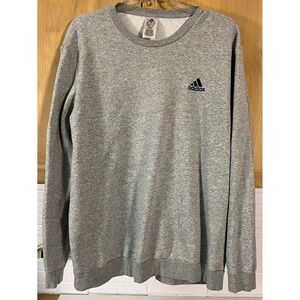 Adidas Sweatshirt Men's 2XL Gray Crewneck Embroidered Logo Pullover